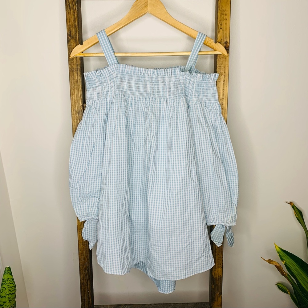 Tyler Boe Gingham Cold Shoulder Blouse